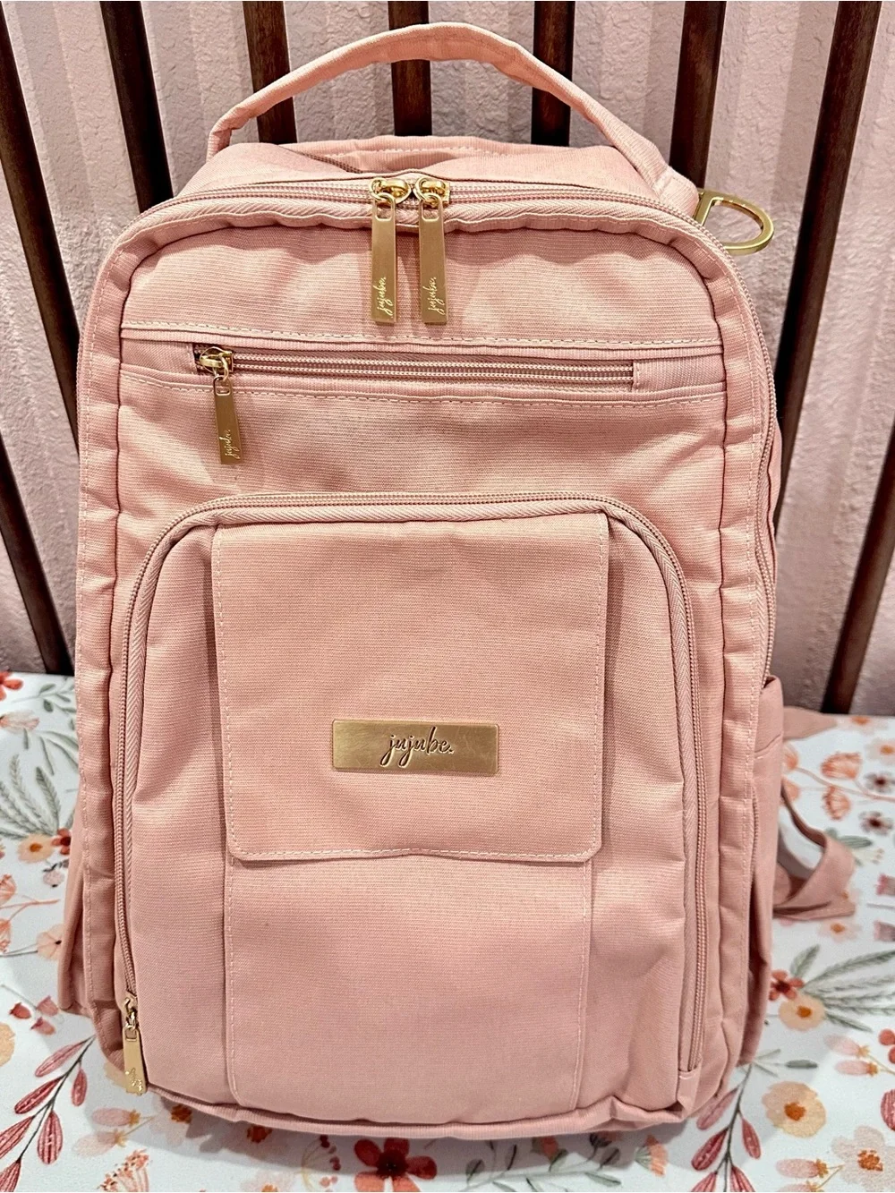 JUJUBE ‘BE RIGHT BACK’ DIAPER BAG BACKPACK PINK BLUSH CHROMATICS